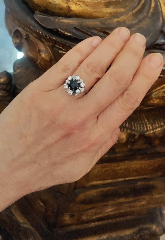 Sapphire Diamond Daisy Ring-photo-8