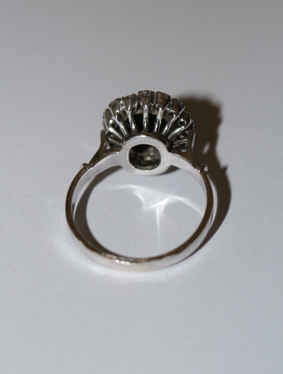 White Gold Sapphire Daisy Ring-photo-4