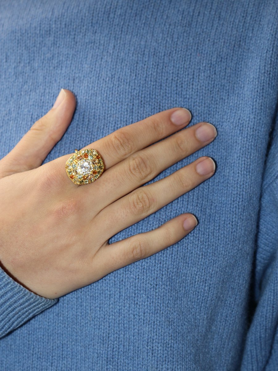 Bague en vermeil sertie de saphirs-photo-2