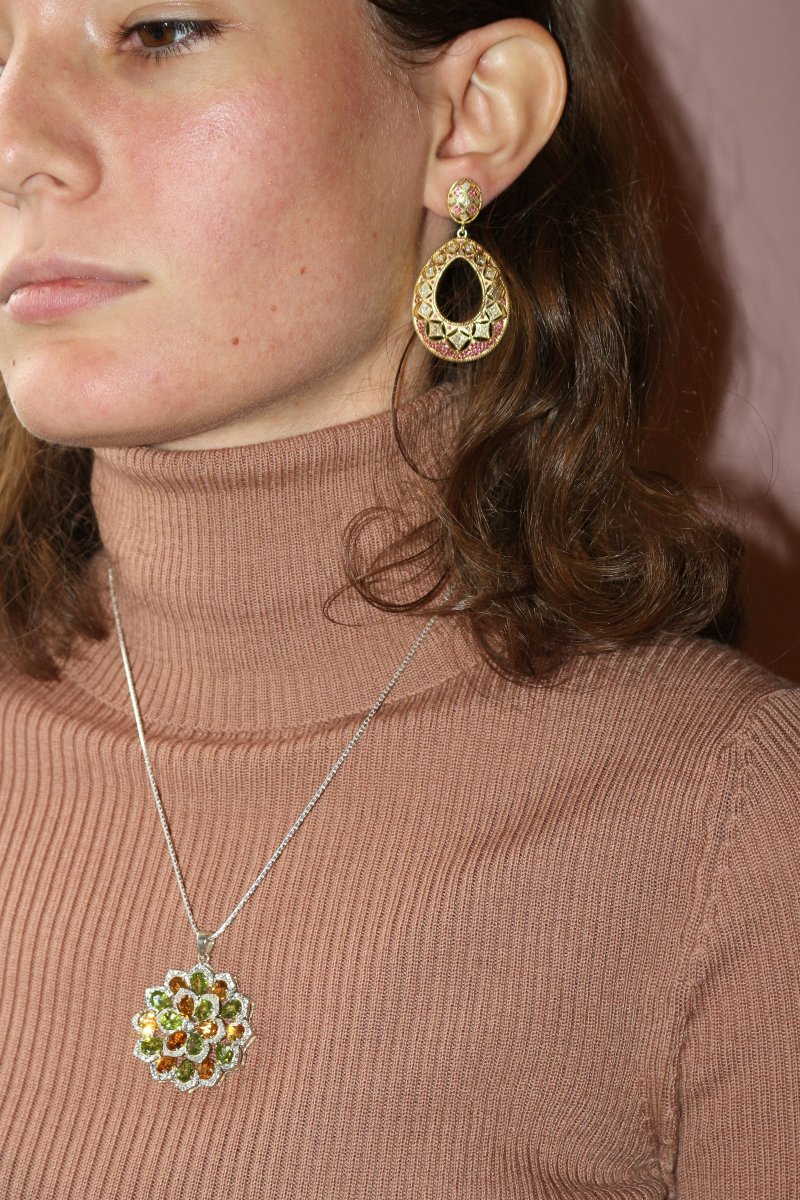Pair Of Ruby And Diamond Drop Earrings-photo-5