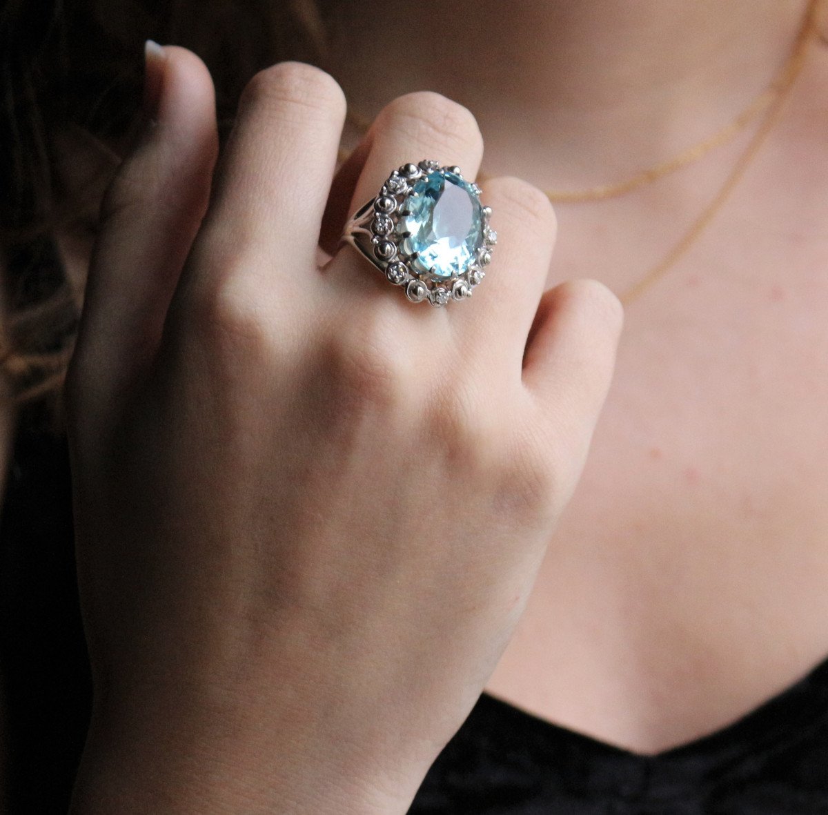 Bague Or Et Platine Aigue-marine-photo-4