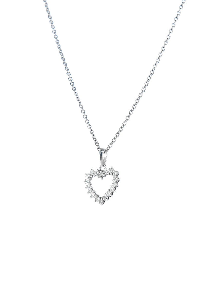 Heart Necklace White Gold & Diamonds