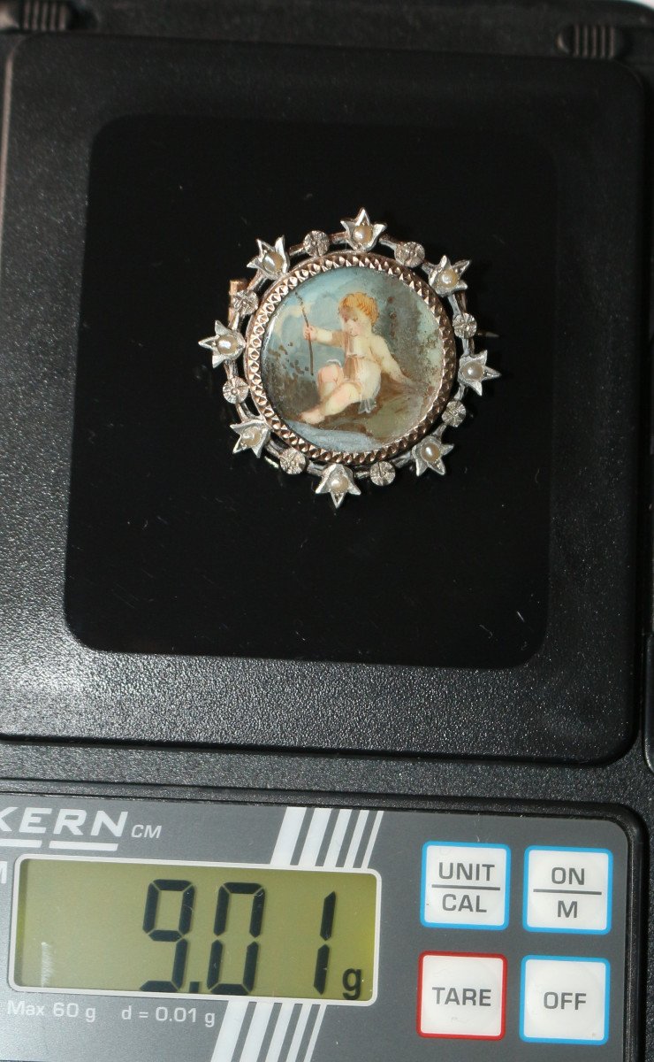 Broche Argent Vermeil Miniature XIXe-photo-3