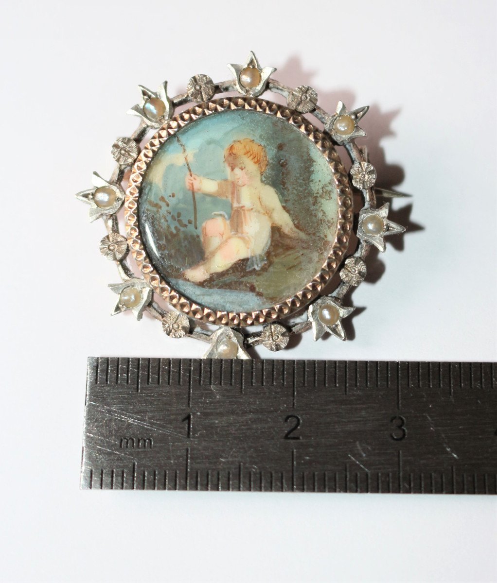 Broche Argent Vermeil Miniature XIXe-photo-4