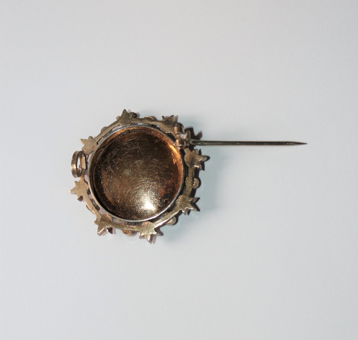 Broche Argent Vermeil Miniature XIXe-photo-3
