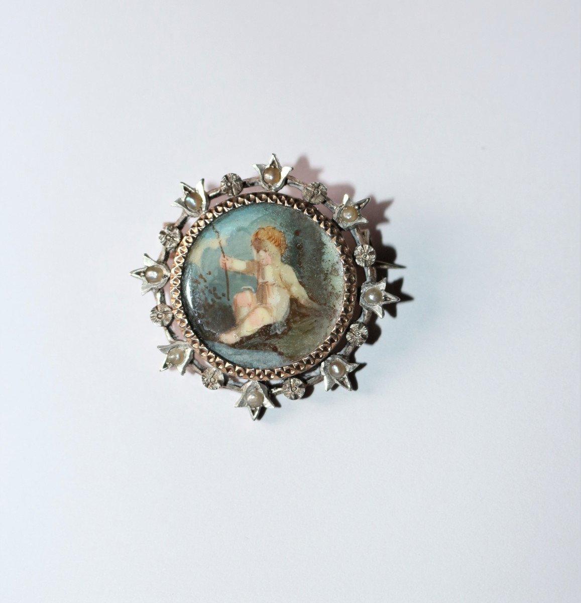 Broche Argent Vermeil Miniature XIXe-photo-4