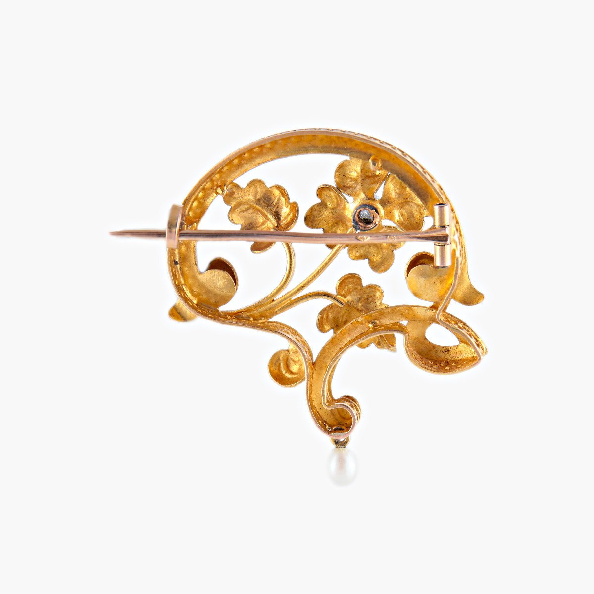 Broche d&#039;&eacute;poque Art Nouveau En Or Jaune-photo-3