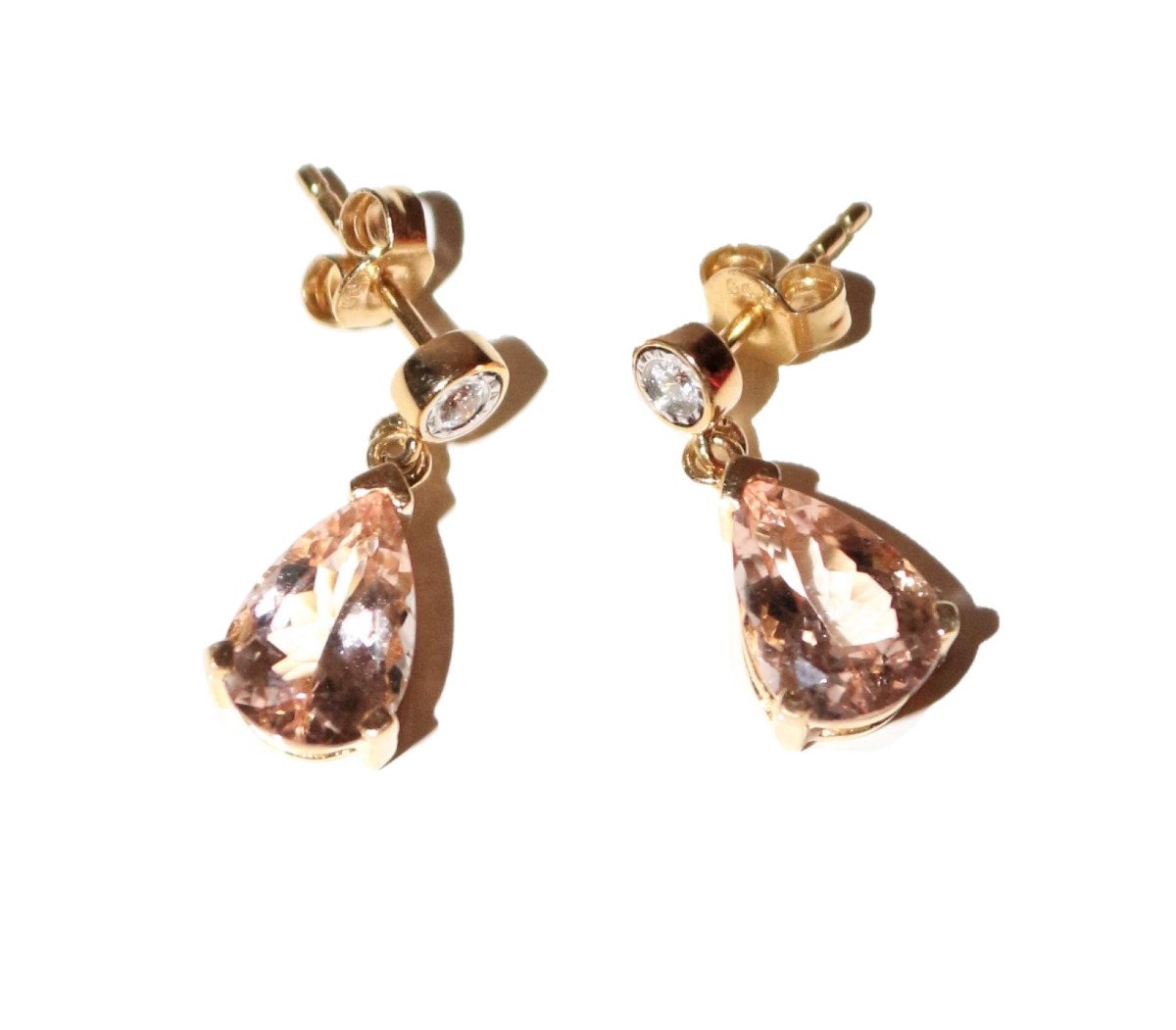 Pair Of Morganite And Diamond Earrings