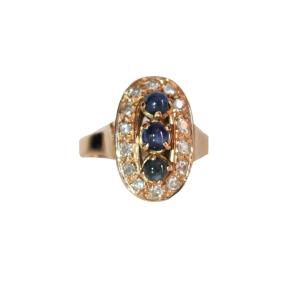 Bague Triologie De Saphirs Et Diamants