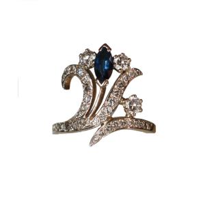 Bague Aigrette Diamants Saphir