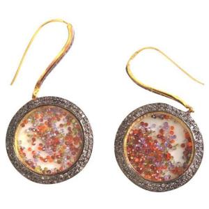 Pendants d'Oreilles En Vermeil Et Saphirs