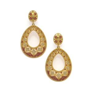 Pair Of Ruby And Diamond Drop Earrings