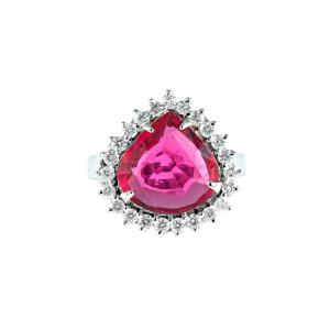 Rubellite & Diamonds Ring