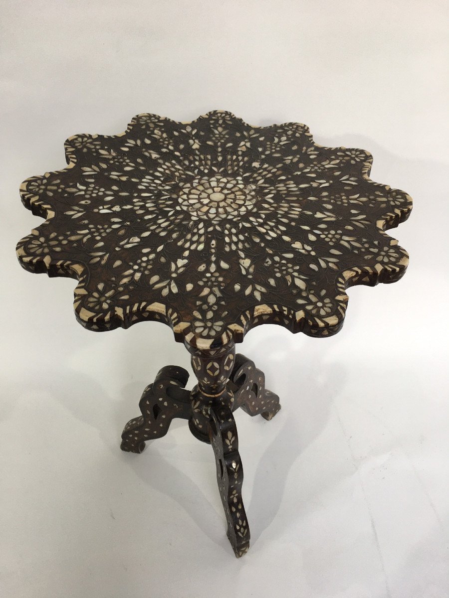Large Syrian Pedestal Table Inlaid With Mother Of Pearl