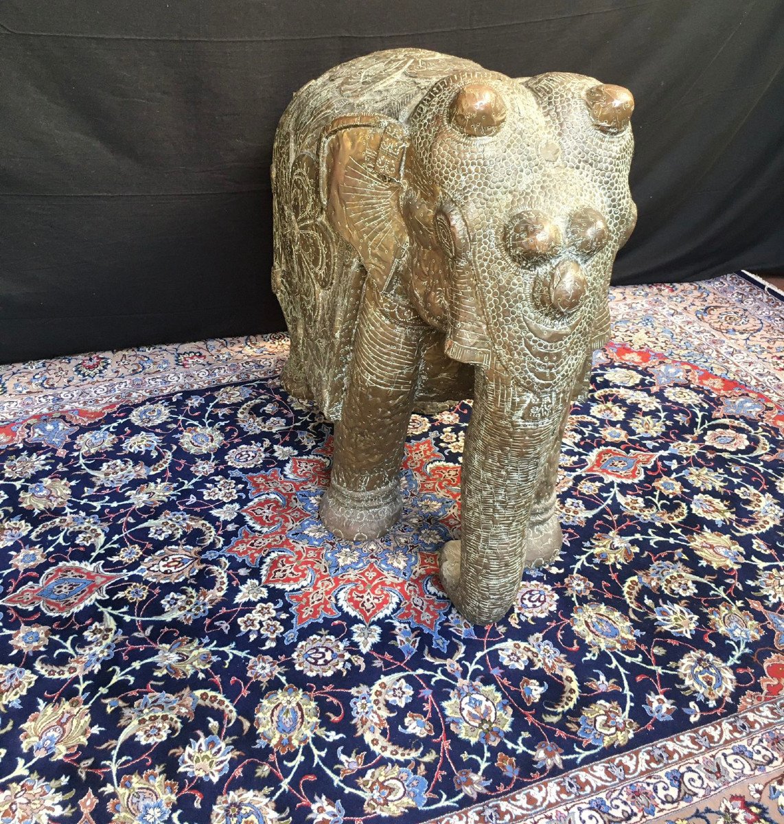 Indian Wooden Elephant Covered With Metal XIX Century-photo-3