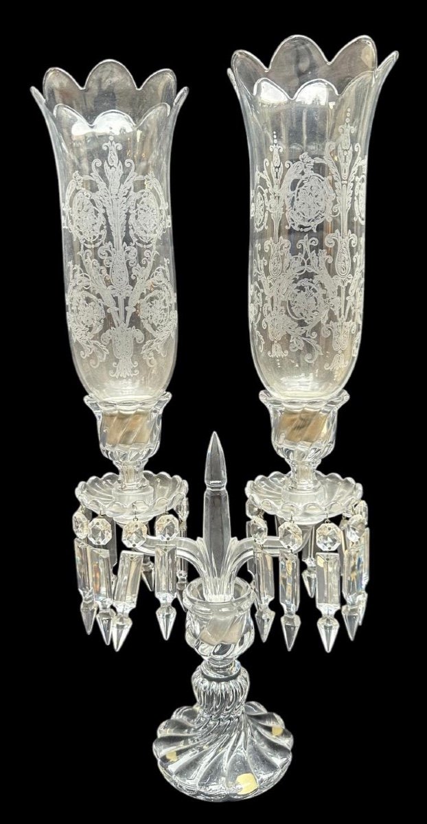 Pair Of Baccarat Crystal Bamboo Tealight Candlesticks -photo-1
