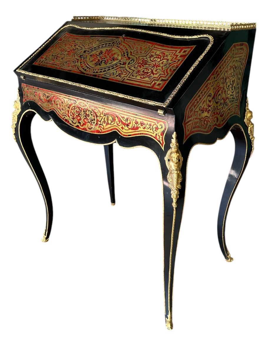 Sloping Desk With Flap In Ball Marquetry By Tahan, Cabinetmaker Of The Emperor  -photo-1