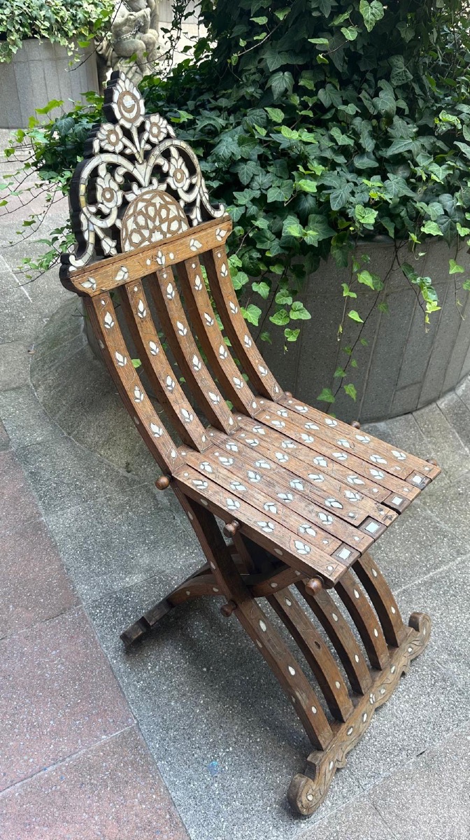 Syrian Folding Chair Inlaid With Mother-of-pearl -photo-2