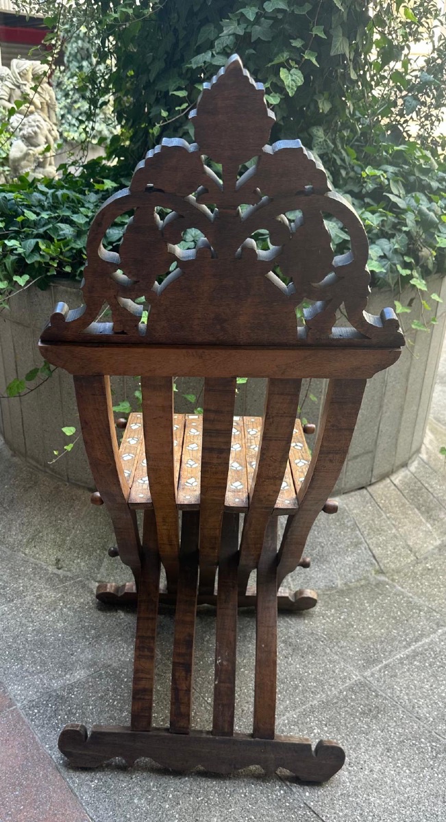 Syrian Folding Chair Inlaid With Mother-of-pearl -photo-4