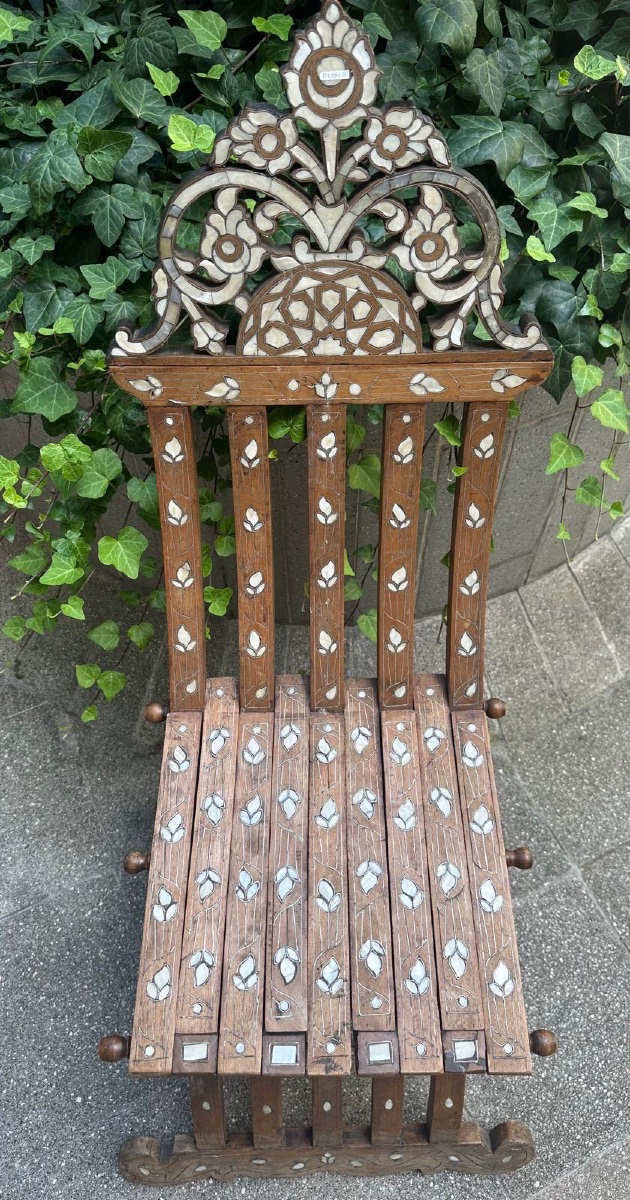 Syrian Folding Chair Inlaid With Mother-of-pearl -photo-3