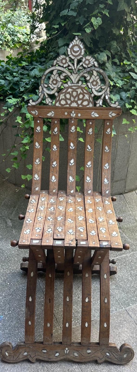 Syrian Folding Chair Inlaid With Mother-of-pearl 