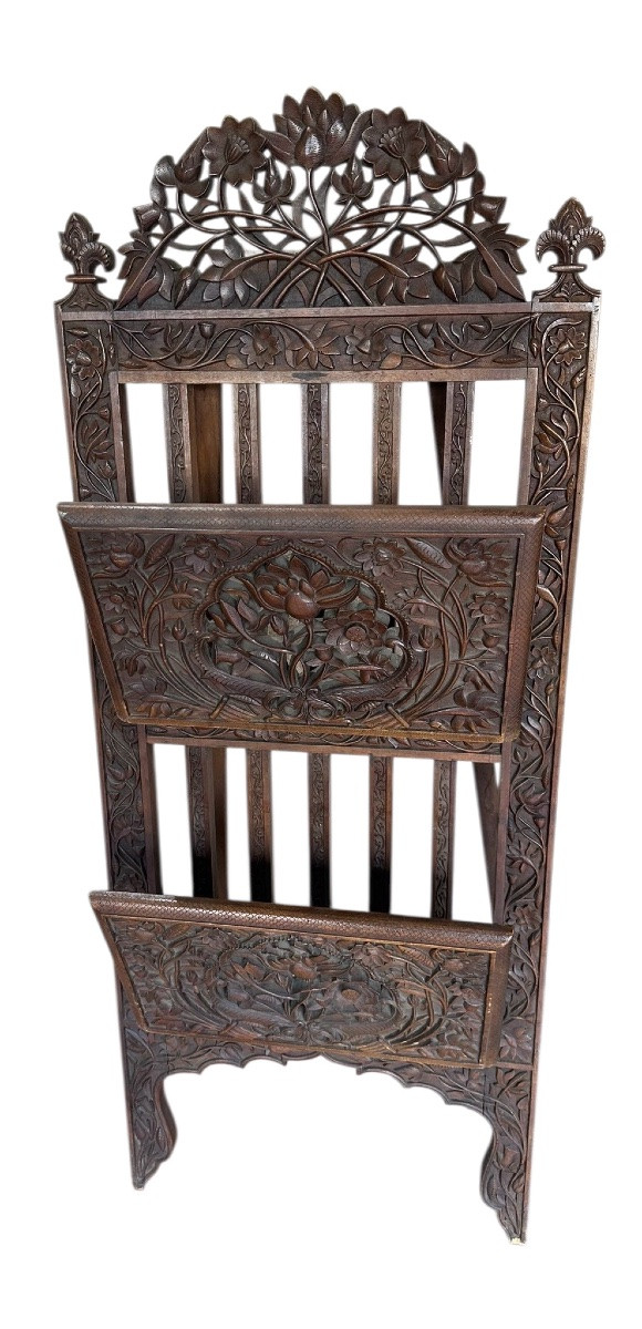 Chevalet et porte documents en bois sculpté -photo-2