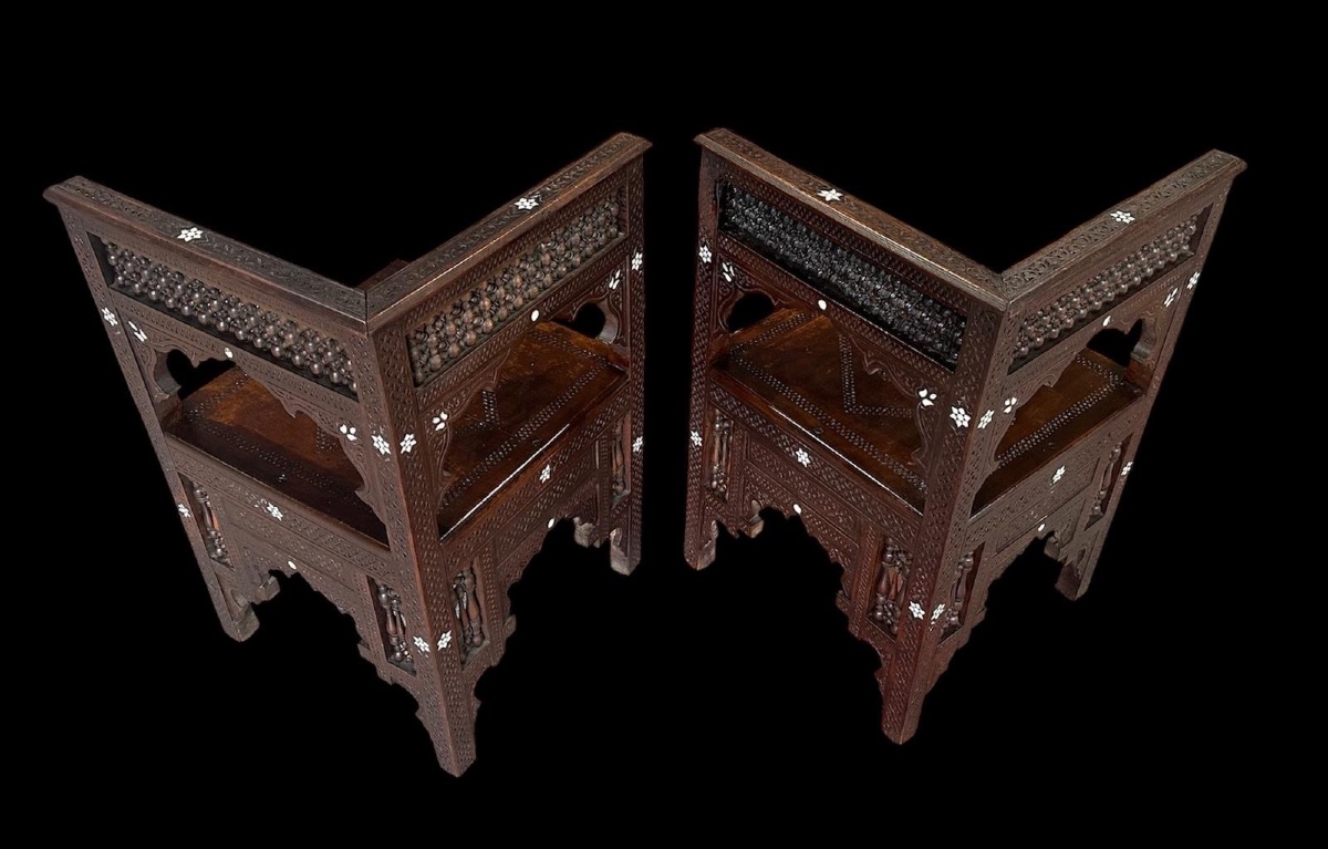 Paire de fauteuils d’angle  Syrien début de XX siecle -photo-2