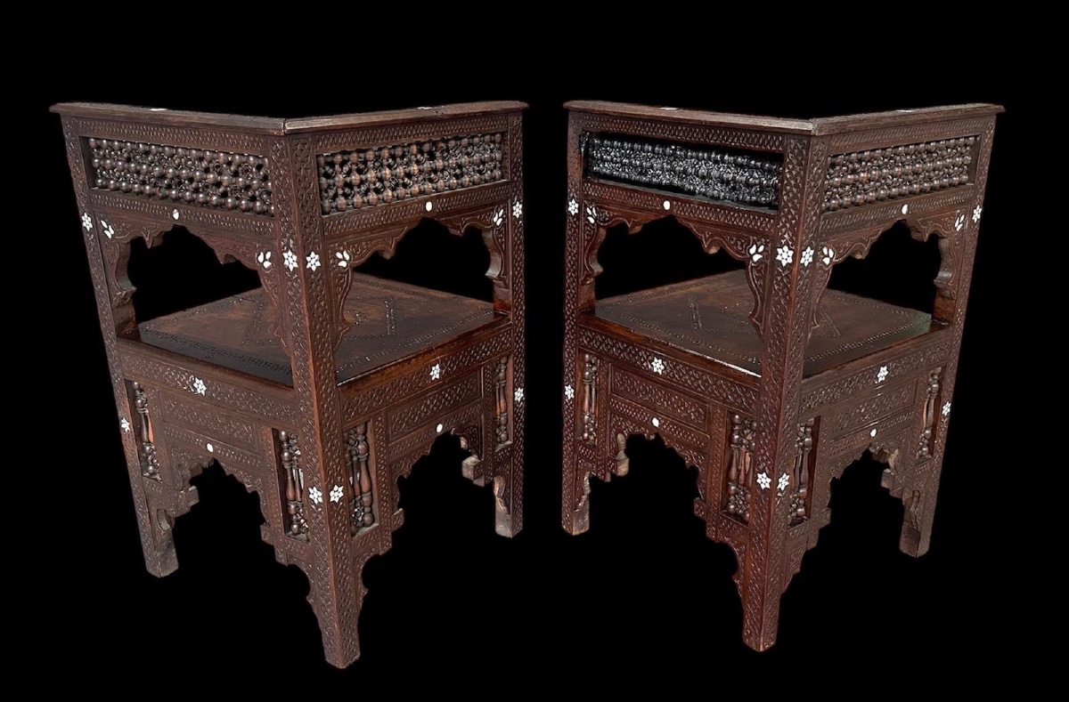 Paire de fauteuils d’angle  Syrien début de XX siecle -photo-1