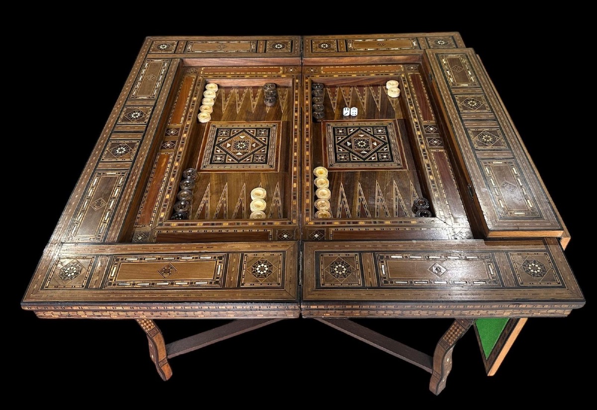 Syrian Marquetry Games Table From The Late 19th Century.-photo-2