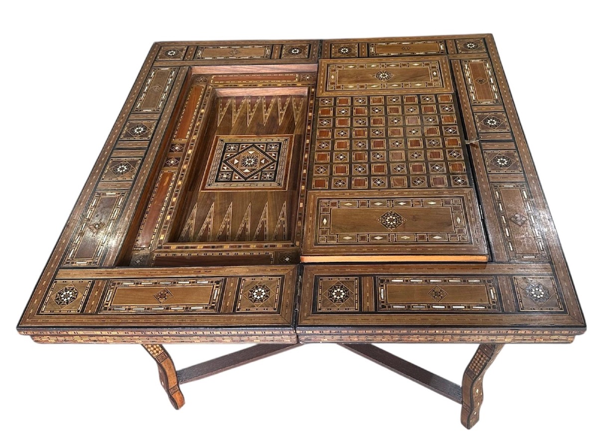 Syrian Marquetry Games Table From The Late 19th Century.-photo-3