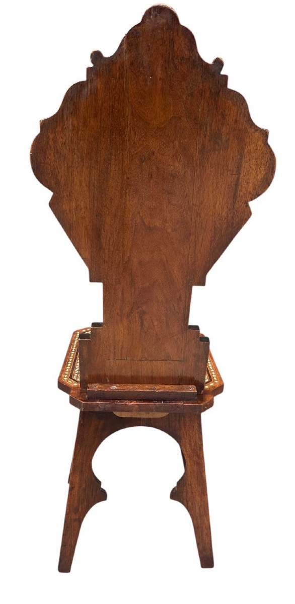 Chaise vénitienne XIX siècle incruste  de nacre  -photo-3