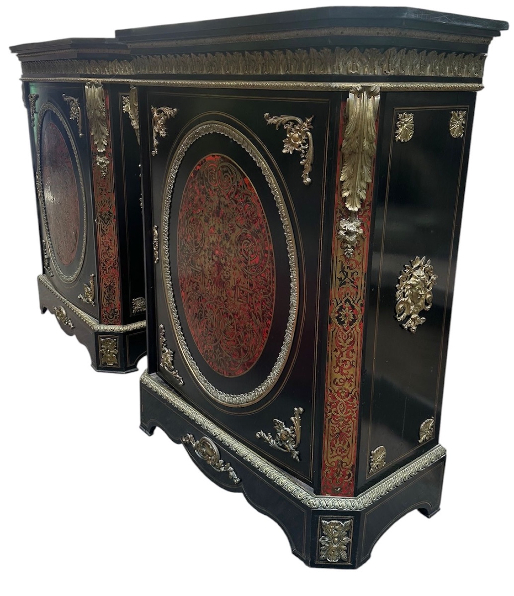 Paire de meuble à hauteur d’appuis Napoléon  III  Boulle .-photo-2