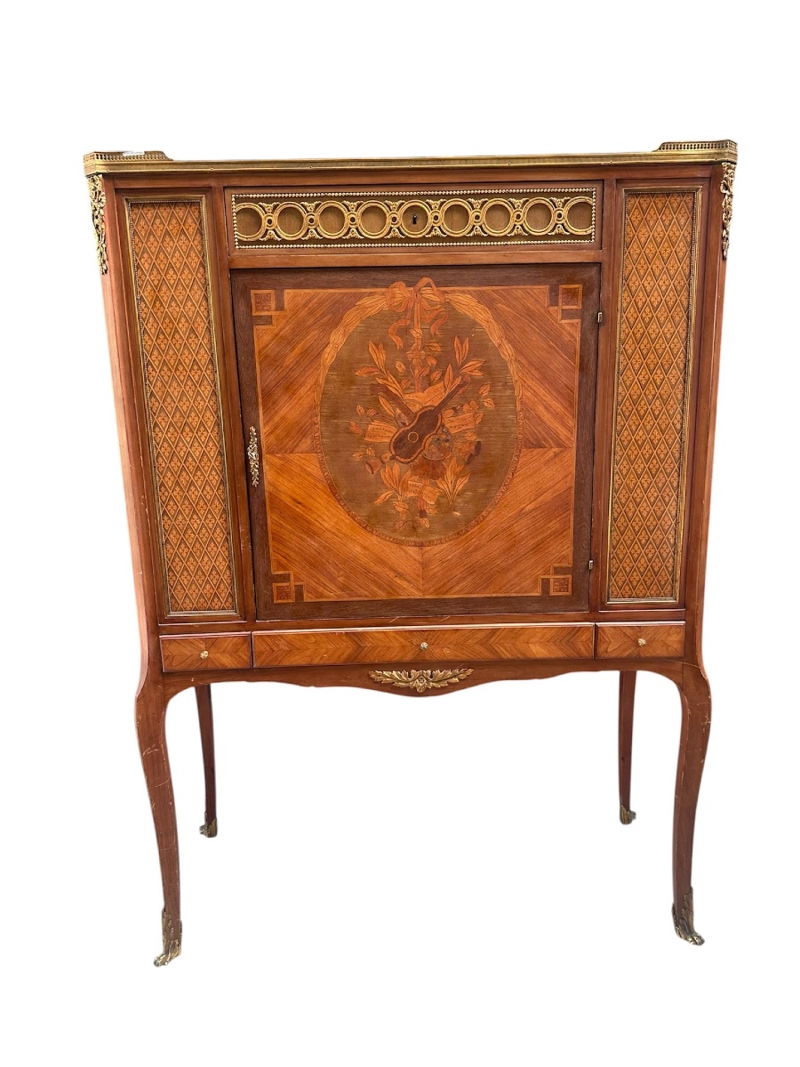 Louis XV Style Cabinet In Marquetry.-photo-2
