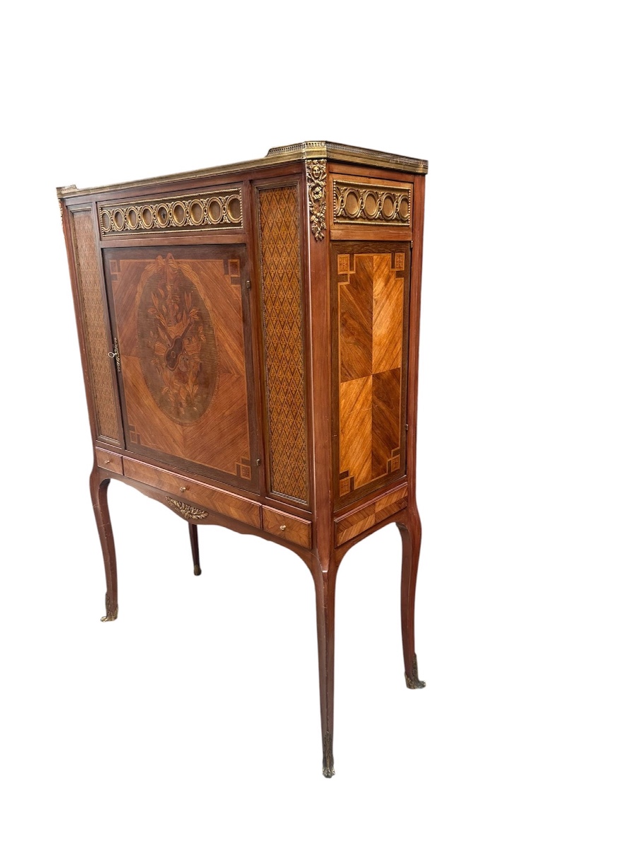 Louis XV Style Cabinet In Marquetry.-photo-1