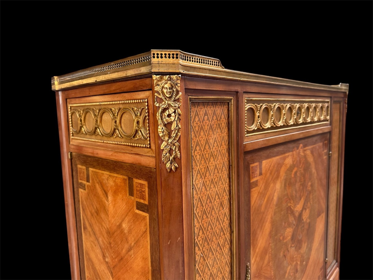 Louis XV Style Cabinet In Marquetry.-photo-2
