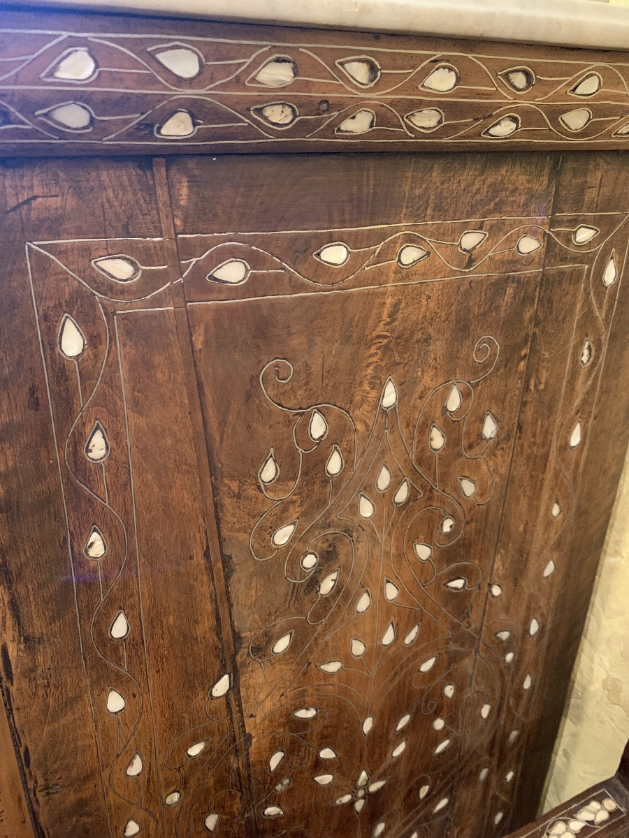 5-drawer Syrian Chest Inlaid With Mother-of-pearl, Marble Top-photo-4