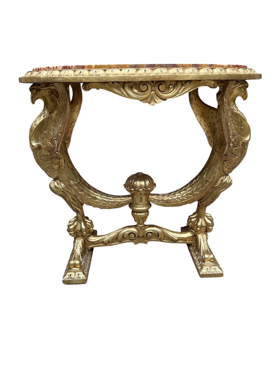 Table console aigle en bois doré style Géorgien anglais du XIX siècle  