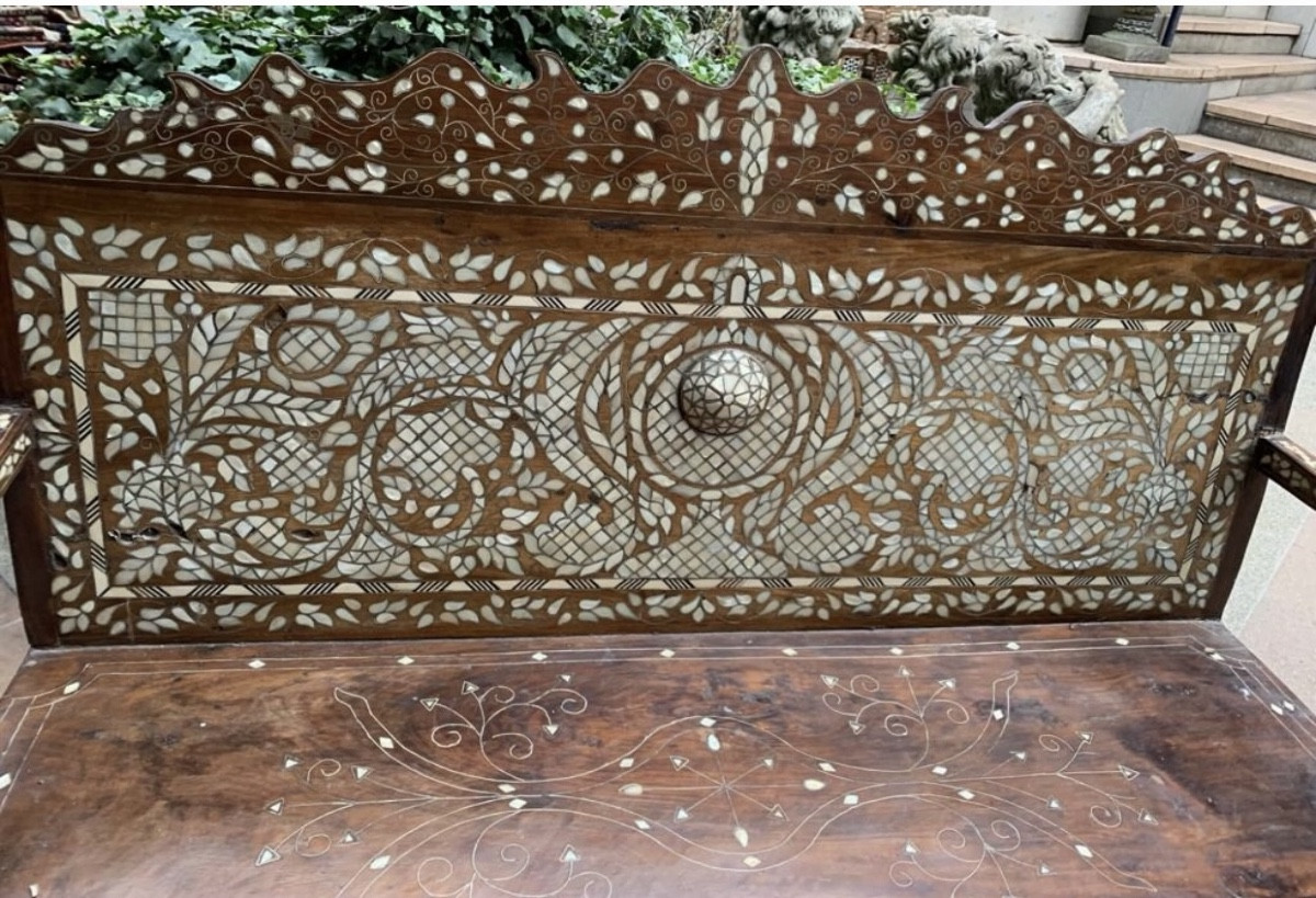 Syrian Bench Inlaid With Mother-of-pearl .-photo-4