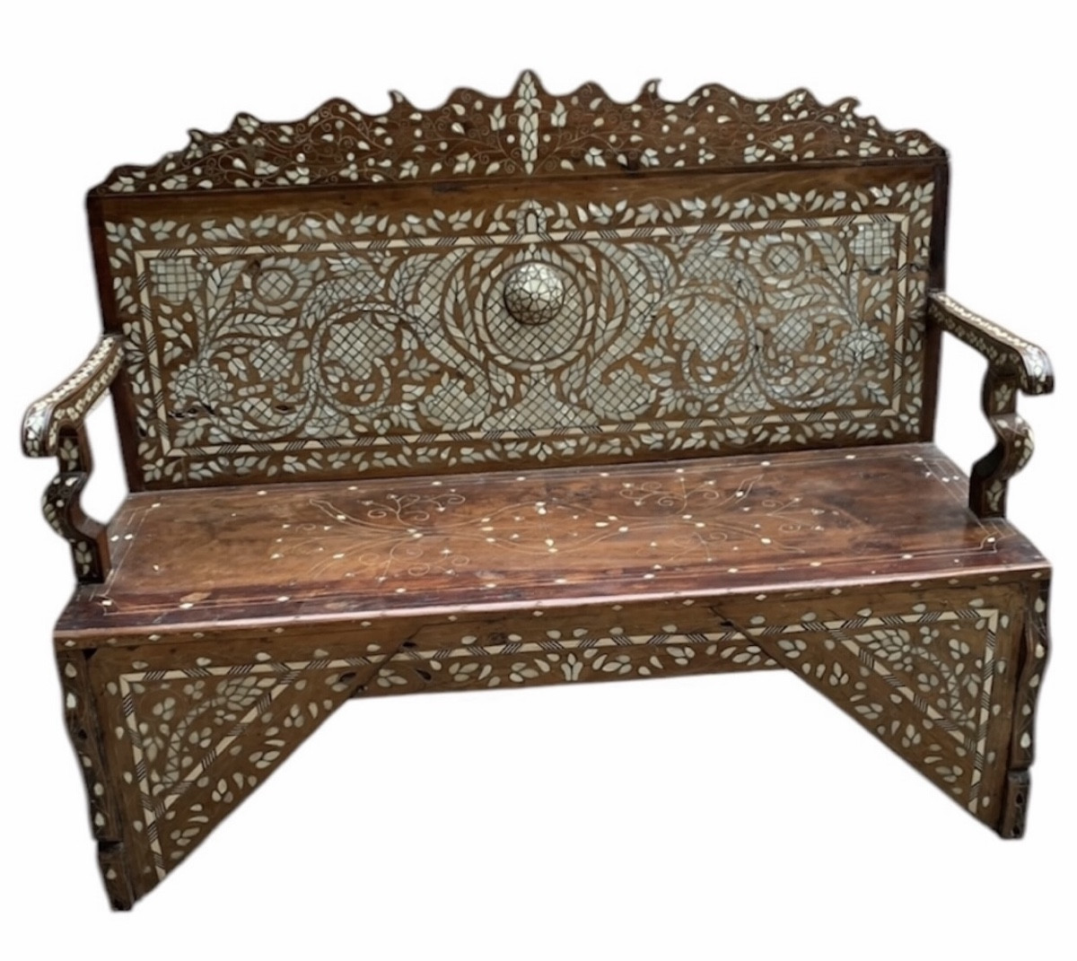 Syrian Bench Inlaid With Mother-of-pearl .