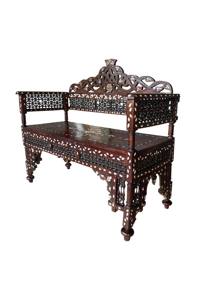 Banc  Syrien incrusté de nacre , fin XIX siècle -photo-4
