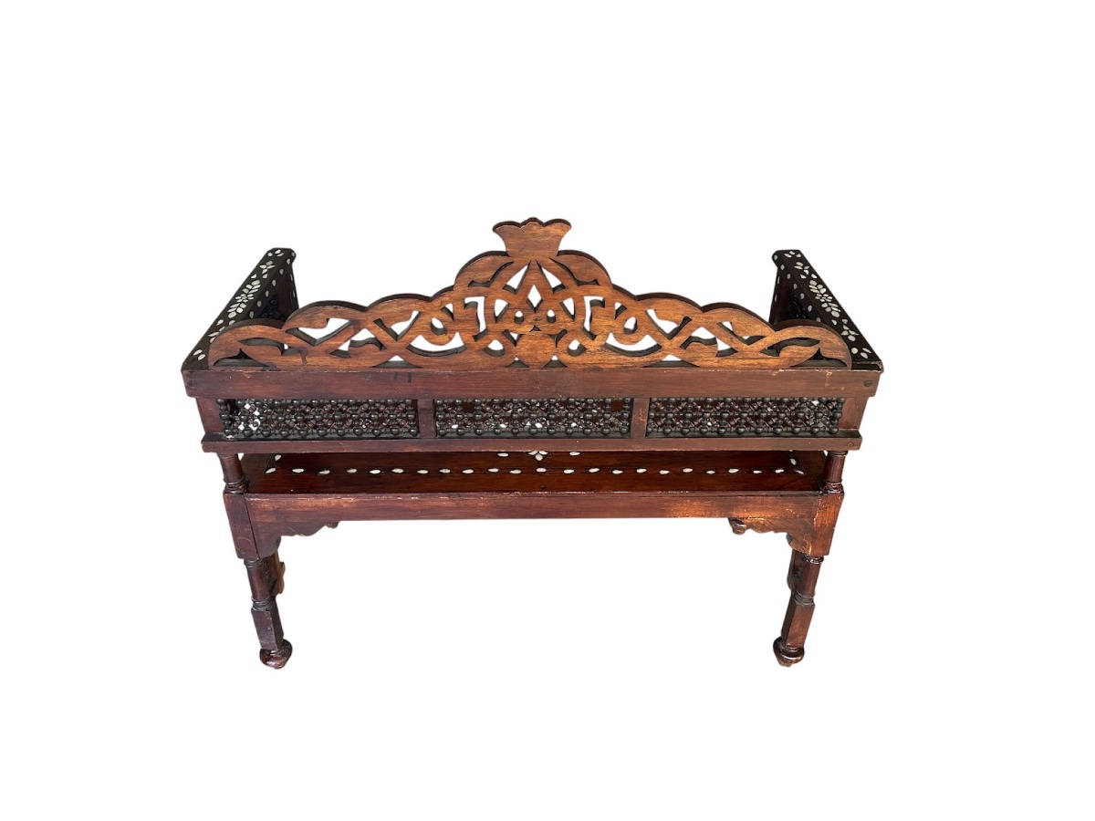 Banc  Syrien incrusté de nacre , fin XIX siècle -photo-1