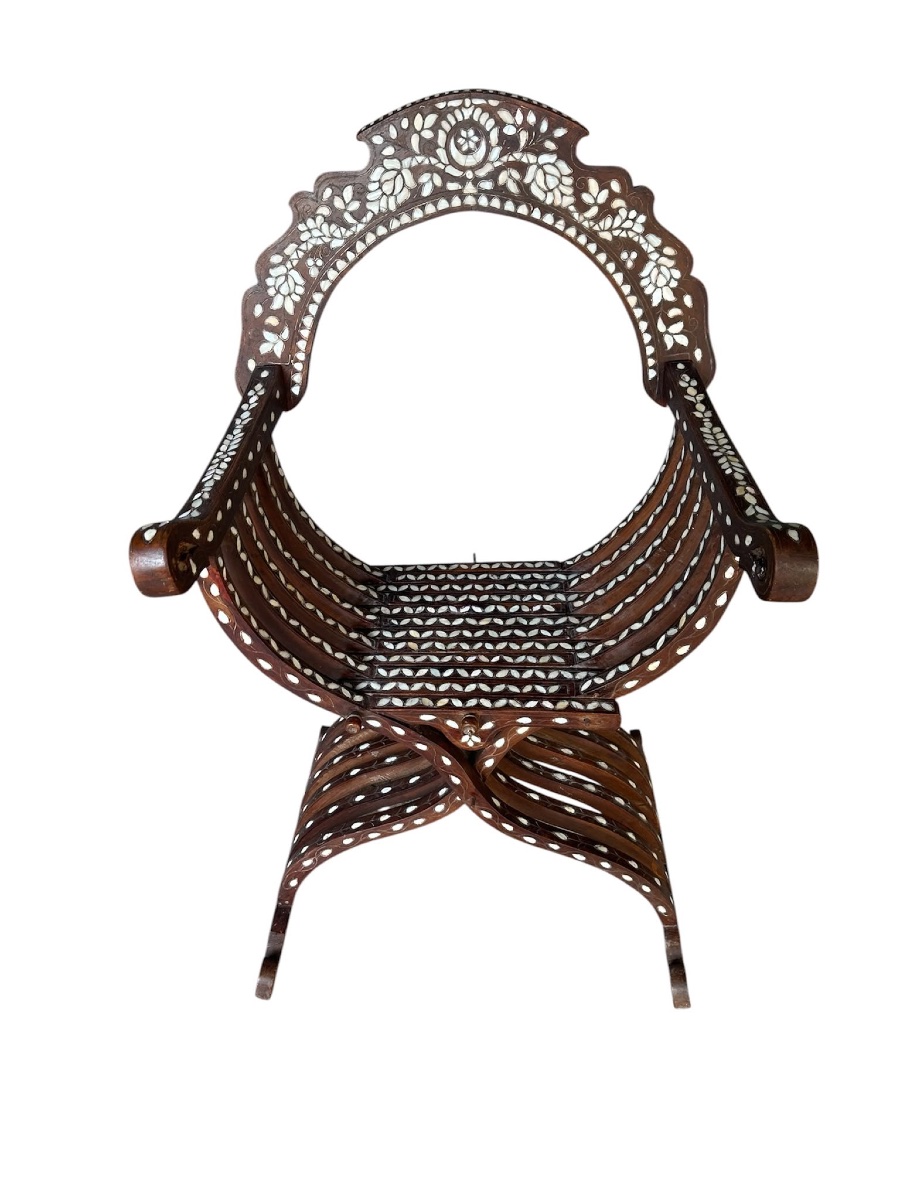 Syrian Armchair Inlaid With Mother-of-pearl.