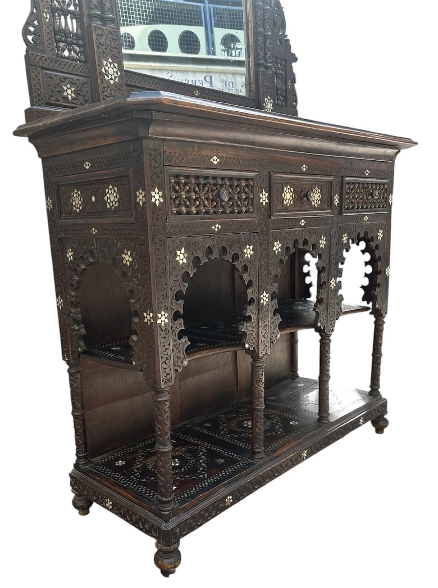 19th-century Syrian Two-piece Set (console Table + Mirror)-photo-4