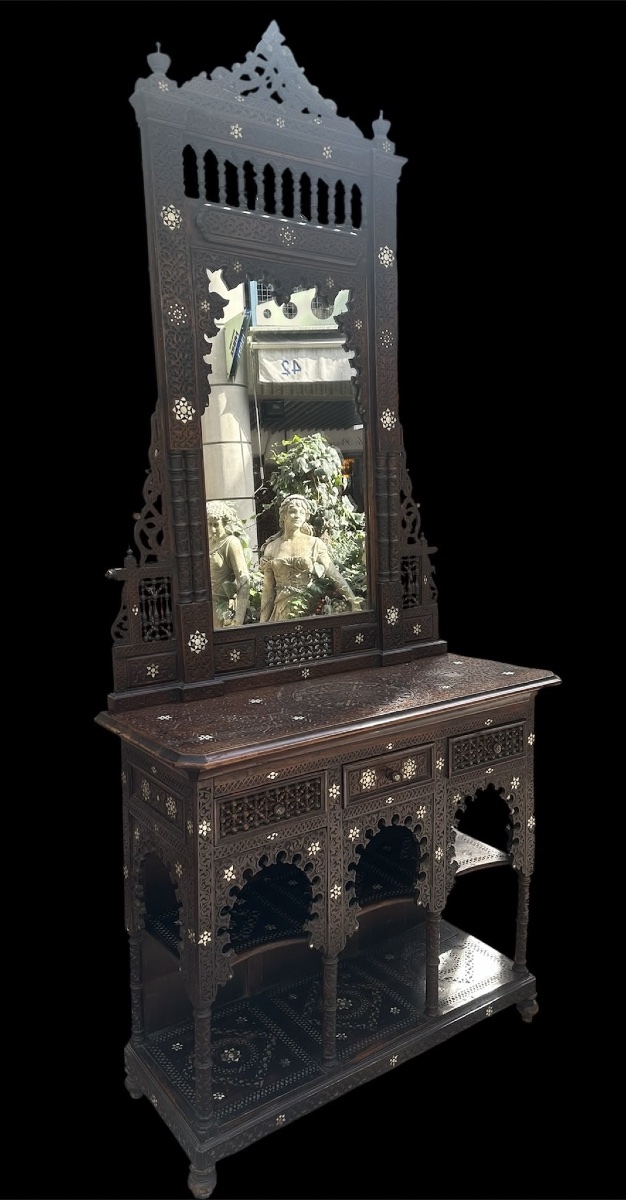 19th-century Syrian Two-piece Set (console Table + Mirror)-photo-2