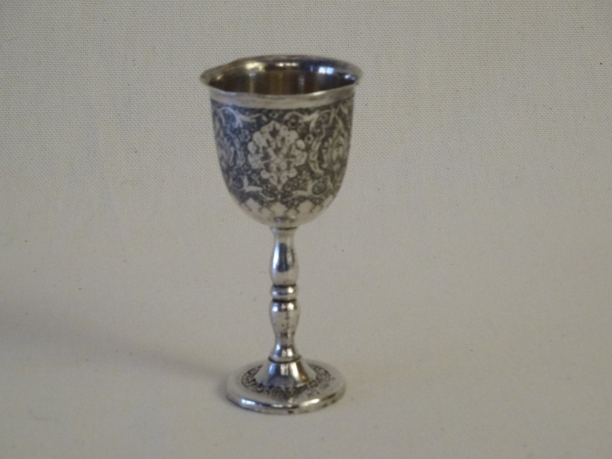 Two Pairs Of Kadjar Silver Cup, Late Nineteenth-photo-4