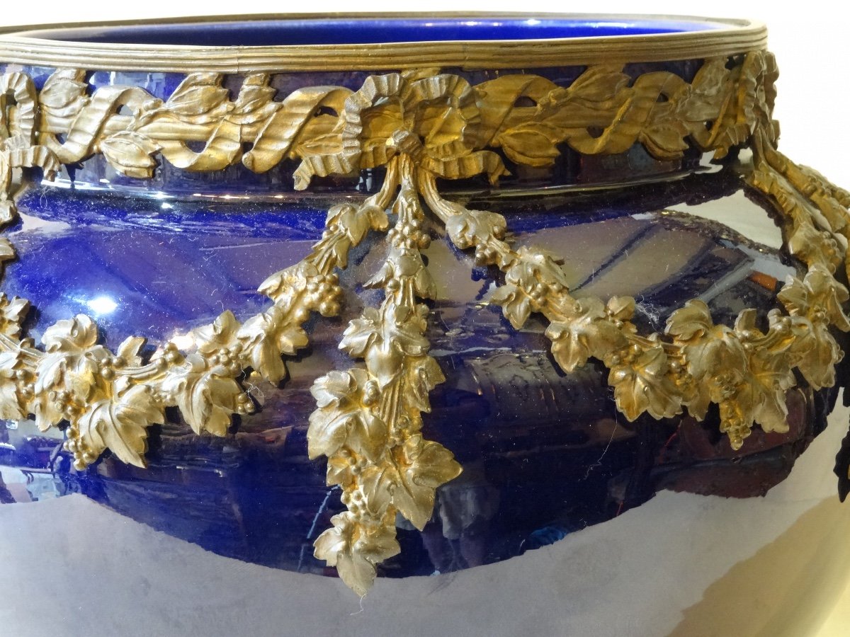 Cache Pot Napoleon III In Cobalt Blue Earthenware-photo-4