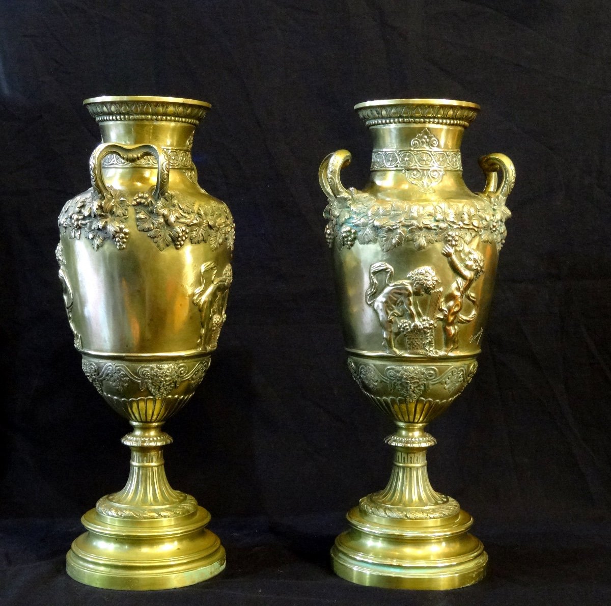 Paire De Vases Photophores En Bronze Doré Fin XIXe Siècle -photo-3