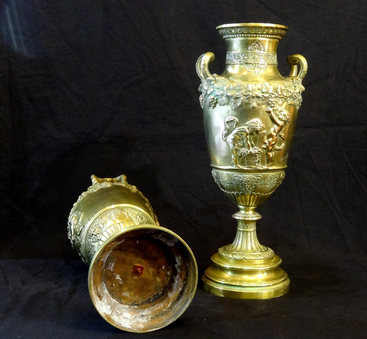 Paire De Vases Photophores En Bronze Doré Fin XIXe Siècle -photo-4