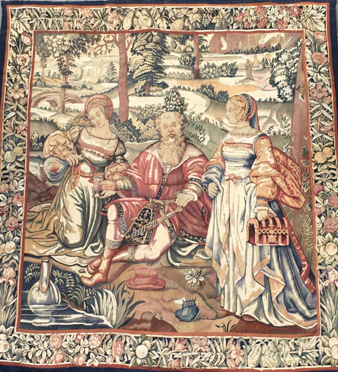Tapisserie murale des Flandres en laine et soie -photo-1