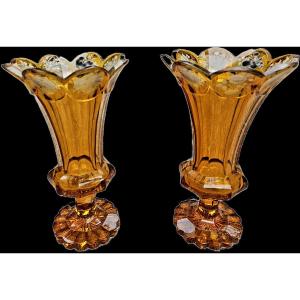 Paire de vases en cristal Bohème